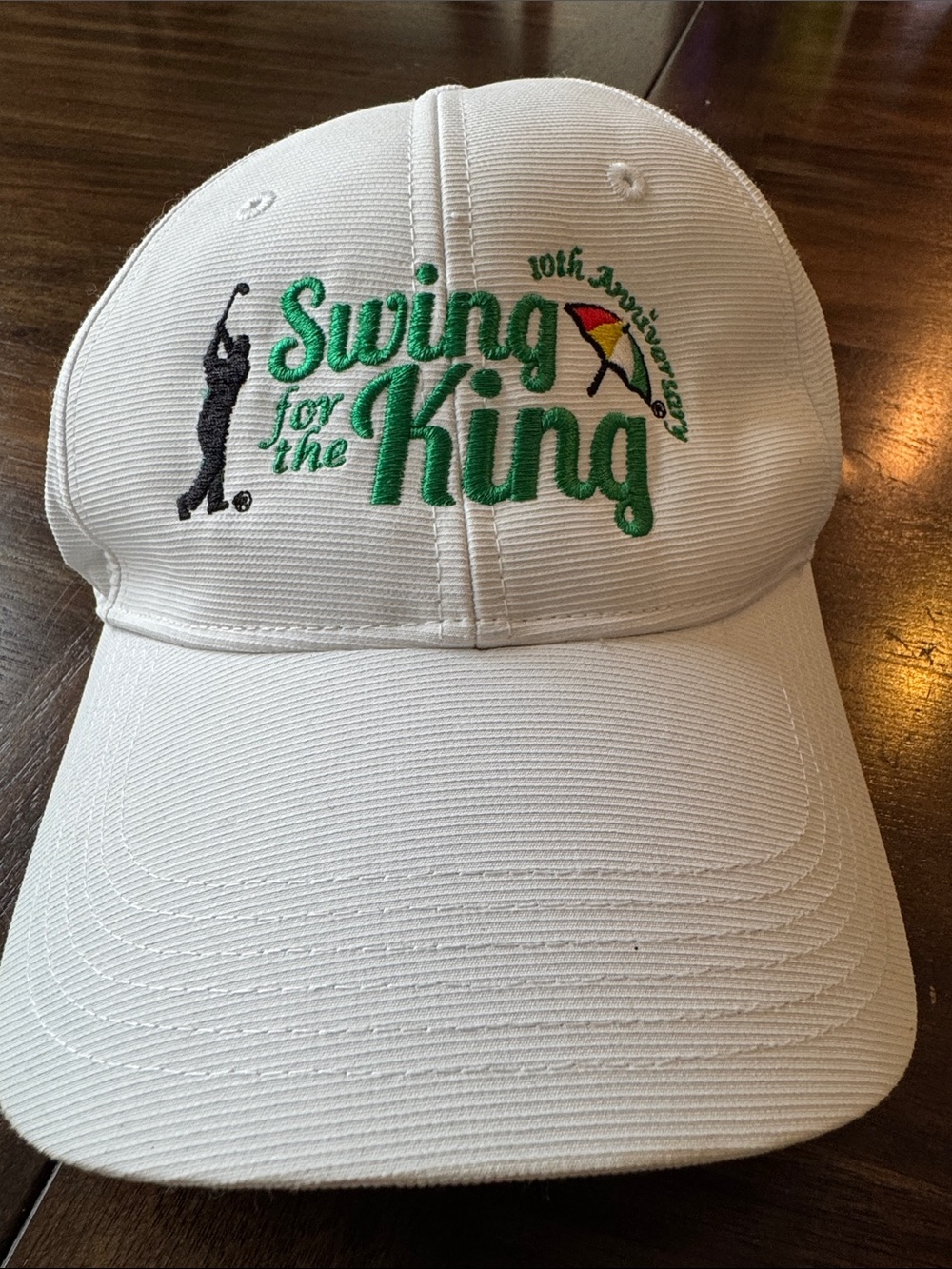 Puma White Cap with Green Embroidered 'Swing for the King' Logo